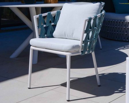 Set di 2 sedie da giardino design "Saumur" in alluminio, tessuto e corda blu