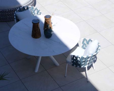Set di 2 sedie da giardino design "Saumur" in alluminio, tessuto e corda blu