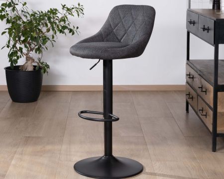 Set di 2 sedie da bar regolabili in altezza in tessuto nero "O'Neal" con gambe in metallo nero