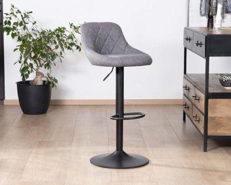 Set di 2 sedie da bar regolabili in altezza "O'Neal" in tessuto grigio con gambe in metallo nero