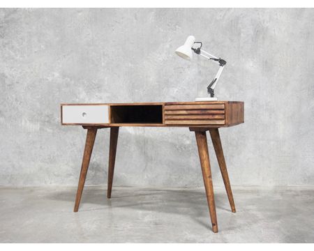 Scrivania scandinava in palissandro "Vintage grey" con cassetto bianco