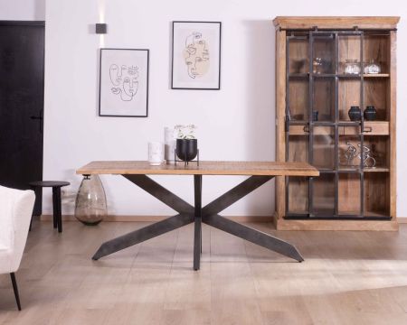 Tavolo da pranzo allungabile "Caractère" 180-260 cm con base a stella in legno e metallo