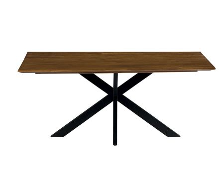 Tavolo da pranzo "Copley" con gambe Mikado e piano in teak 180 cm