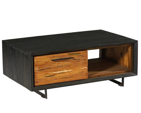 Tavolino "Ilowa" in legno di teak riciclato e metallo