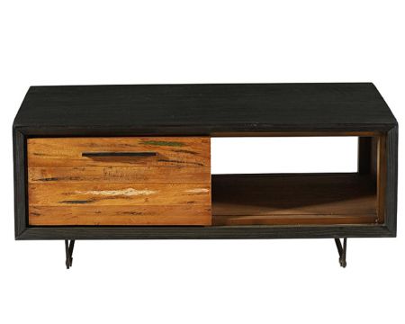 Tavolino "Ilowa" in legno di teak riciclato e metallo