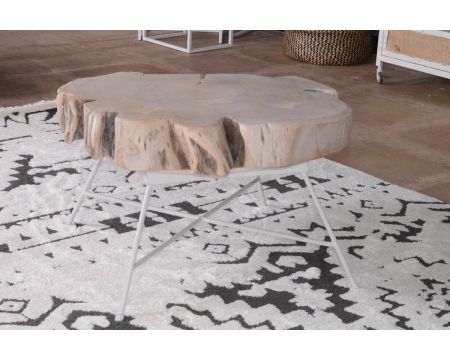 Tavolino in legno "Nervure" con gambe in metallo