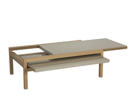 Tavolino "Kooka" in taupe e rovere