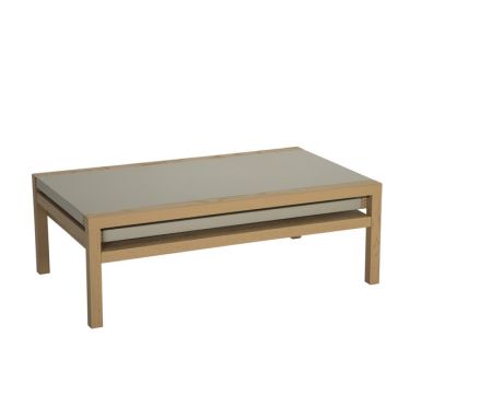 Tavolino "Kooka" in taupe e rovere