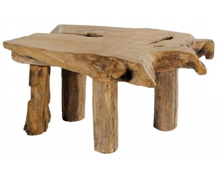 Tavolino in teak massello grezzo "Farmer