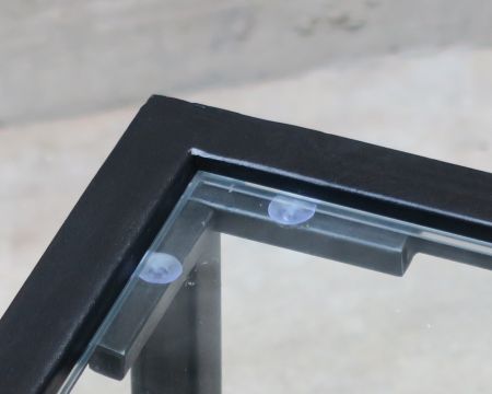 Tavolino quadrato in metallo e vetro "Black Cook" 85 cm