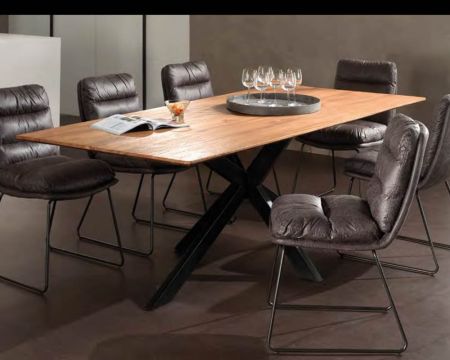 Tavolo da pranzo grande "Copley" in legno riciclato e metallo, 220 cm