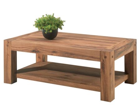 Tavolino doppio in rovere massiccio oliato "Lodge Casita" 120 cm