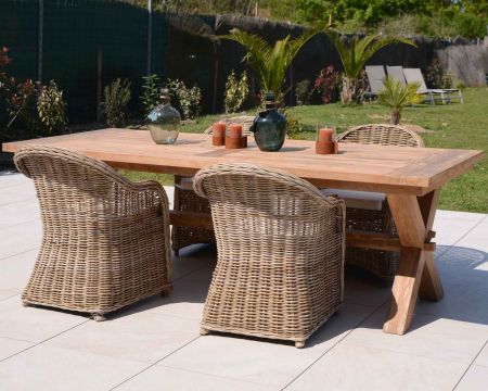 Tavolo da pranzo grande "Balangan Beach" in teak recuperato per 8/10 persone