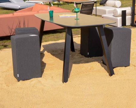 Tavolo alto in ceramica nera "Madura Island" stile vintage L. 240 cm