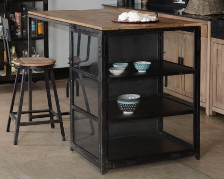 Isola da cucina in legno e metallo "Black Cook" 150 cm
