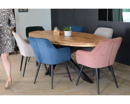 Tavolo ovale grande "Andy" in legno e metallo 240x120 cm
