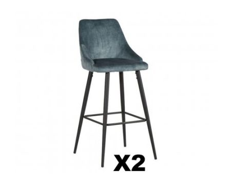 Set di 2 sedie da bar "Casta" blu e nere in tessuto velvet touch