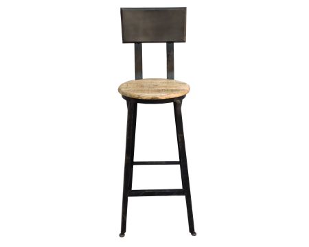 Sedia da bar industriale "Atelier Grey" da 110 cm in metallo e legno massiccio