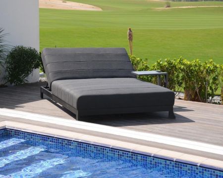 Lettino doppio grigio e nero con tessuto Sunbrella "Terrasse"