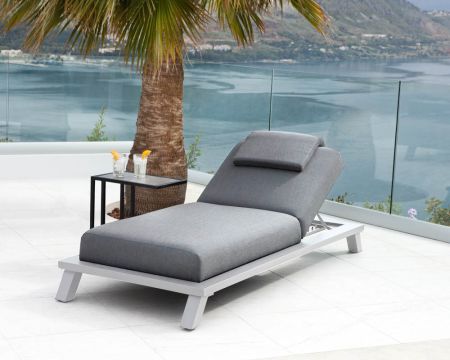 Lettino da giardino "Nusa Pedina" di alta gamma grigio e bianco