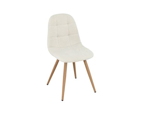 Set di 4 sedie girevoli in stile scandinavo "Noma" in tessuto écru, con gambe in finitura rovere