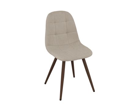 Set di 4 sedie girevoli in stile retrò-contemporaneo "Noma" in tessuto greige melange, con gambe in finitura noce