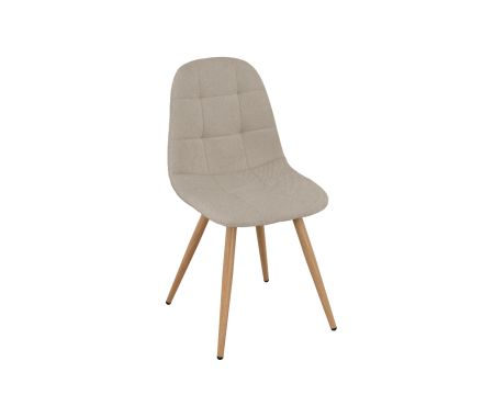 Set di 4 sedie girevoli in stile "soft seating" "Noma" in tessuto grège melange, con gambe con finitura rovere