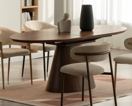 Tavolo da pranzo ovale allungabile "Oria", 160-200 cm, tinta noce