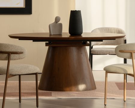 Tavolo da pranzo ovale allungabile "Oria", 160-200 cm, tinta noce