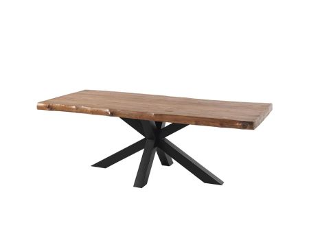 Tavolo da pranzo XXL "Valley" con piano in teak rigenerato e gambe a stella da 280 cm