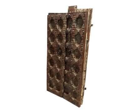 Porta tradizionale indiana in legno massiccio e metallo "Vieille porte" (Vecchia porta)