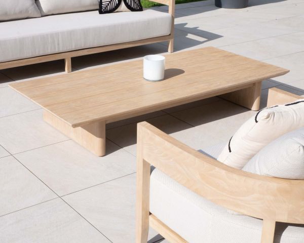 Tavolino rettangolare in teak massiccio in stile "Blois