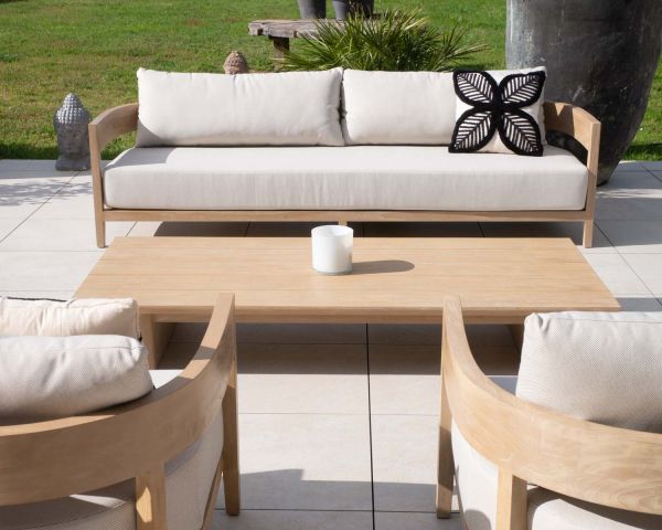 Tavolino rettangolare in teak massiccio in stile "Blois