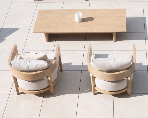 Tavolino rettangolare in teak massiccio in stile "Blois