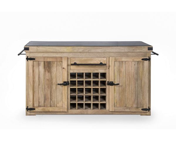 Blocco cucina grande in legno massiccio "Grand Chef" con piano in pietra 165 cm