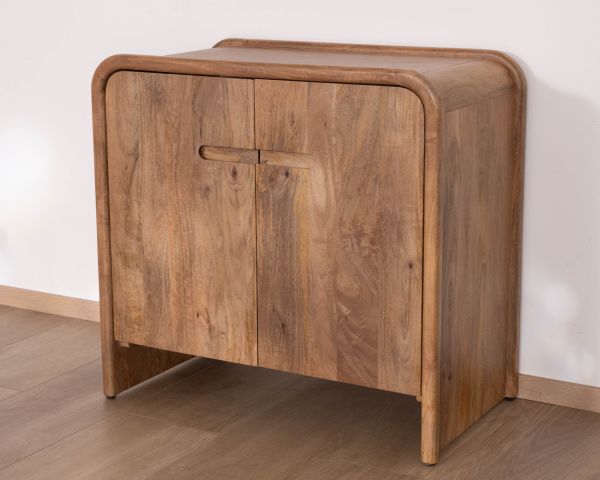Mobile sottolavabo da 90 cm in legno massello di mango "Spelano", stile neo-vintage
