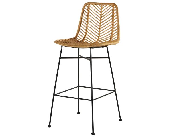 Sedia da bar in rattan con gambe in metallo