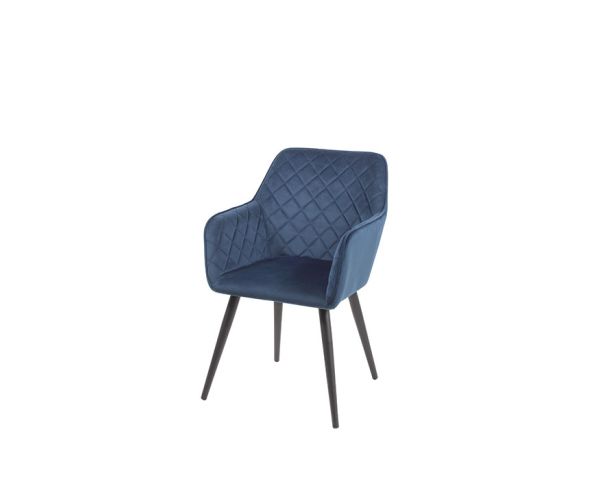 Sedia da pranzo blu "Sando" con braccioli