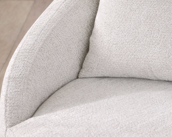 Poltrona rotonda "Sweet Culture" 120 cm in tessuto bianco screziato e cuscini in velluto a coste