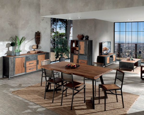 Tavolo da pranzo "Talmo" in legno riciclato e gambe di fabbrica in metallo 180 cm