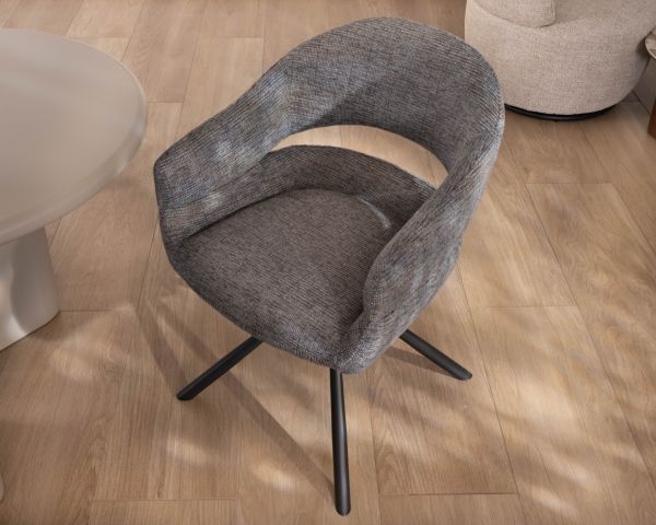 Set di 2 sedie girevoli "Movy" con seduta avvolgente in tessuto boucle grigio
