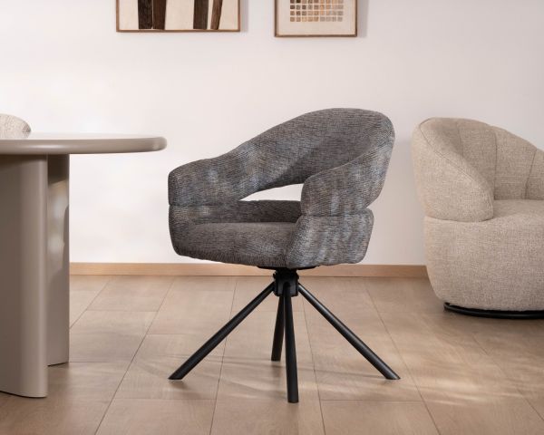 Set di 2 sedie girevoli "Movy" con seduta avvolgente in tessuto boucle grigio