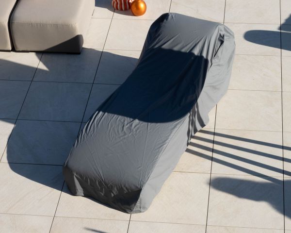 Lettino prendisole in tessuto beige speciale per esterni design organico "Miroly bay