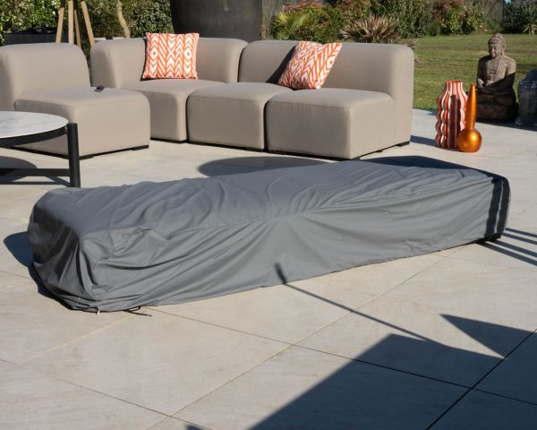 Lettino prendisole dal design elegante in tessuto speciale per esterni "Sunset Bay" color tortora con impunture