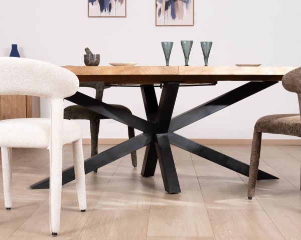 Tavolo da pranzo allungabile "Maestro" 190-250 cm in legno di mango con gambe a stella