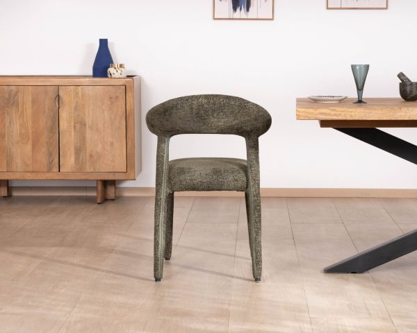 Set di 2 sedie da pranzo di design in tessuto riccio color kaki "Amarello" a copertura totale