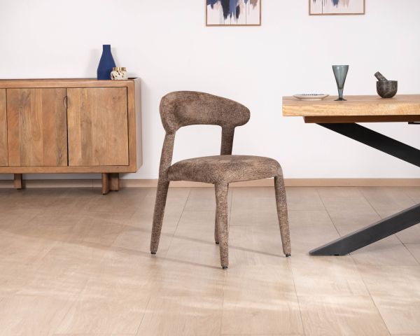 Set di 2 sedie di design a copertura totale "Amarello" in tessuto boucle marrone