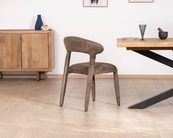 Set di 2 sedie di design a copertura totale "Amarello" in tessuto boucle marrone
