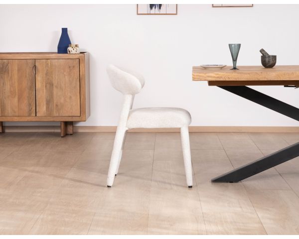 Set di 2 sedie di design "Amarello" in tessuto bouclé bianco