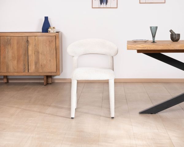 Set di 2 sedie di design "Amarello" in tessuto bouclé bianco